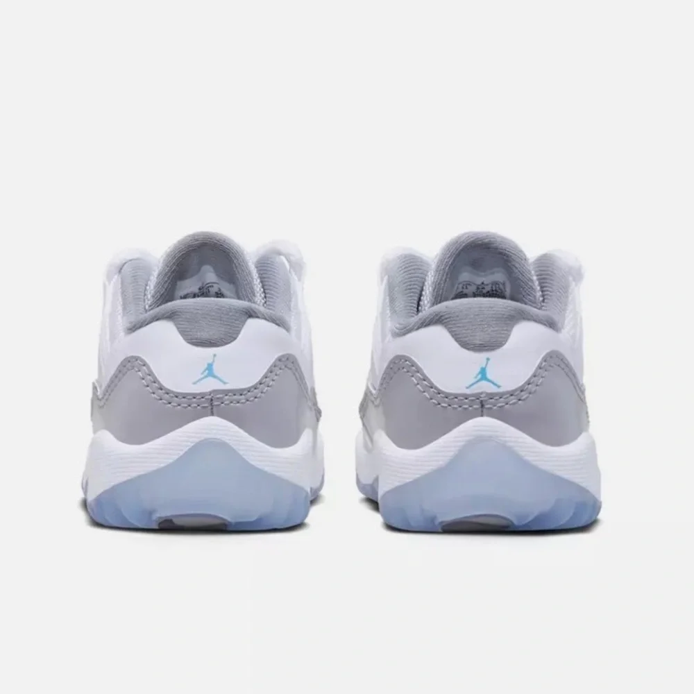 NWOT Nike Kids Air Jordan Retro 11 Low - Grey and White with Ice Blue Sole